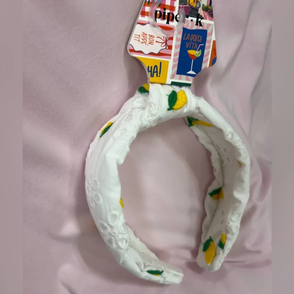 NWT ⚜️🍋⚜️ Piper K Gorgeous Satin Lemon Print Headband - Picture 10 of 11